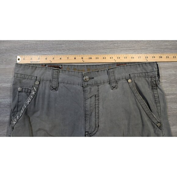Rock Revival Cargo Shorts Men's 38 Gray Classic Thick Stitch Embroidered Utility - Picture 10 of 13